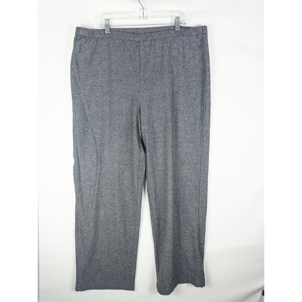 Eileen Fisher Wool Blend Straight Leg Trouser Pants Womens XL Gray Tweed Minimal